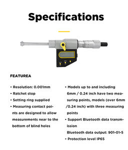 Digital Asimeto <b>Micrometer</b> 115-02-1: 1-2 Range ±0.0002 Accuracy 4 Anvils IP65 NIST Traceable Cert - Product Image 5