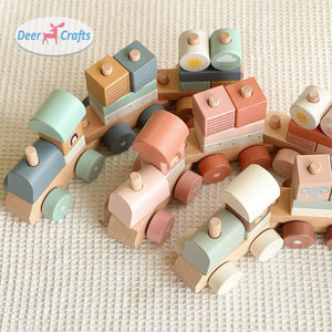 Set di Blocchi di Costruzione in Legno a Forma di <span class=keywords><strong>Treno</strong></span> con <span class=keywords><strong>Animali</strong></span> - Blocchi Impilabili per Bambini con Motivi <span class=keywords><strong>Animali</strong></span> DA04719 - Product Image 4