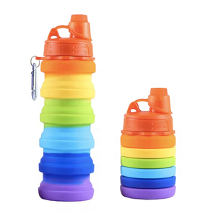 Vente en gros de gobelets pliables en silicone personnalisés, pour le sport en plein air, les voyages, portables, rétractables, couleur arc-en-ciel, tendance, unisexe pour adultes/enfants - Product Image 3