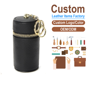 กระเป๋าใส่เหรียญทรงกระบอกหนังแท้, ซองใส่ลิปสติก, กระเป๋าเก็บหูฟังหนังวัวแท้คุณภาพสูง, โรงงานรับผลิตแบบ OEM/ODM - Product Image 2