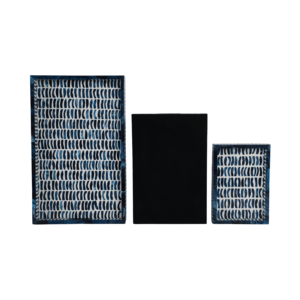 Set di 3 Vassoi Decorativi Costieri Blu con Design a Pennello, Vassoi Rettangolari per Servire, per Comodino, Tavolino da Caffè, Porta Gioielli - Product Image 6