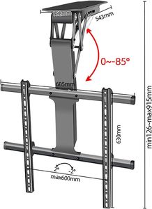 32-70 بوصة بمحرك تلسكوبي كهربائي مخفي انخفاض السقف مع رفع تلقائي 0-85 ° عربات قلاب - Product Image 3