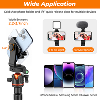 Trépied professionnel pour caméra vidéo 2m en aluminium avec monopode détachable, niveau à bulle, verrouillage à bascule, portable