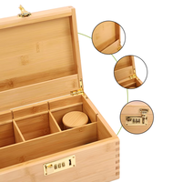 Luxe Grand Naturel Logo Personnalisé Bambou Bois Fumeurs Accessoires Coulissant Plateau Roulant Verrouillage Intelligent Organisateur De Stockage Boîte De Rangement
