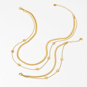 Collier ras du cou simple à double couche pour femme, bijoux INS, en acier inoxydable étanche avec placage or, vente chaude, cadeau d'anniversaire - Product Image 3