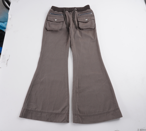 Pantalon cargo en denim pour femme, coupe ample, taille haute élastique avec empiècements côtelés extensibles, jean évasé multipoches style streetwear - Product Image 2