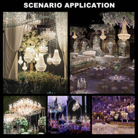 Accessoires de mariage, lustre moderne en acrylique doré et cristal, élégante suspension de plafond, décorations lumineuses pour mariage et fêtes