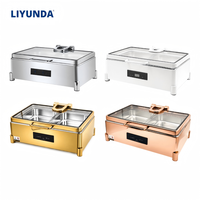 Plat à chafing de luxe rose doré pour buffet, 9L, en acier inoxydable 304, ensemble chauffe-plats électrique pour la restauration