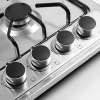 Kompor Gas Stainless Steel untuk Dapur Rumah Tangga, Peralatan Memasak 4 Tungku