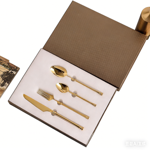 4 Piece Stainless Steel Cutlery Set Luxury Tableware Knife Fork Spoon Gift <b>Box</b> For Home Restaurant Wedding Wholesale - Product Image 3