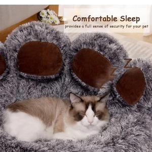 Venta al por mayor perro y gato mascota cama café, redondo suave <span class=keywords><strong>PP</strong></span> algodón relleno antideslizante parte inferior lindo oso garra diseño, lavable a máquina - Product Image 6