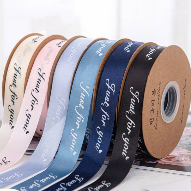 Ribbon Printed JUST for YOU Ribbon Satin Ribbon Gift Wrapping for DIY Handmade Bows Crafts Romantic Packaging Wedding Decoration