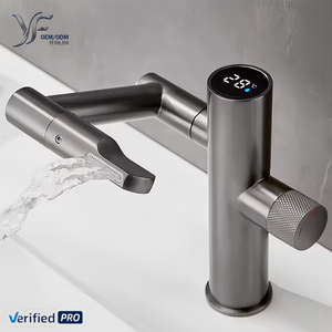 Grifo de Baño Inteligente LED de Alta Gama YF OEM |   Grifo de Latón Montado en Cubierta 360 °   Grifo de Lavabo Giratorio con Pantalla de Temperatura - Product Image 1