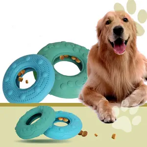 Mainan anjing peliharaan tahan gigitan gigi membersihkan bentuk donat karet alami mudah terurai baru