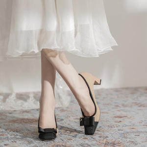 Chaussures pour femmes à bout carré, talon fin bas, en satin, pour l'été, les fêtes et le bureau, style décontracté et tendance - Product Image 3