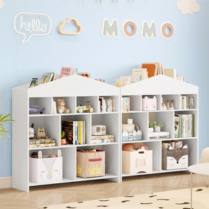 Libreria a 8 cubi per <span class=keywords><strong>bambini</strong></span>, mobiletto bianco per giocattoli e casa delle bambole per i più piccoli - Product Image 5