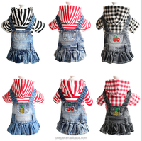 Robe rouge pour chien, vêtements pour animaux de compagnie de qualité, robe rayée pour chien, vêtements en jean, manteau assorti pour chien et propriétaire