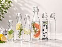 Bouteille en verre transparent Offre Spéciale 8oz 16oz 32oz avec couvercle hermétique à couvercle rabattable pour boissons gazeuses Kombucha
