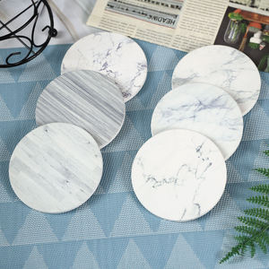 Sous-verres en grès brut en gros, blancs, ronds, en céramique, personnalisables avec impression, avec support en liège, design traditionnel pour la table - Product Image 6