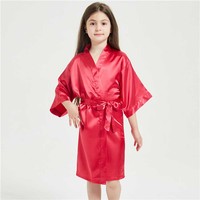 Vêtements de nuit d'été, kimono pour enfants, serviette de bain, robe de chambre pour mariage, spa, fête d'anniversaire, garçon, fille, robe de chambre en satin de soie pour enfants