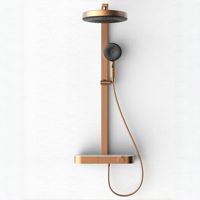 Robinet de douche mural thermostatique numérique à affichage numérique, entièrement en laiton, avec noyau en céramique, design moderne et minimaliste, grand jet supérieur apparent