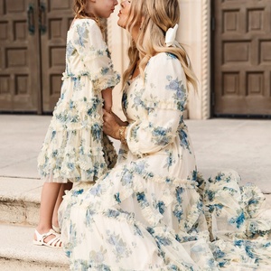 Oti Textile Koleksi Musim Panas 2025 Gaun Maxi Panjang Wanita untuk Gaya Busana Wanita Lengan Mengembang Gaun Pesta Pernikahan Bermotif Bunga - Product Image 1