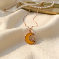 Collier pendentif étoile et lune en argent 925 et ambre véritable, plaqué or 18 carats, bijoux en pierres précieuses véritables pour femmes, vente au détail/vente en gros