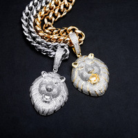 Nouveau pendentif tête de lion en zircon, style hip hop, bicolore, pour homme, accessoires de bijoux, série de colliers