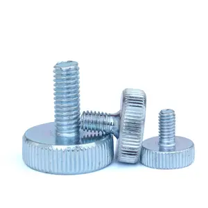 Steel Zinc Plated Flat Head Knurled Bolts Thumb Screw M6 Metric Thread