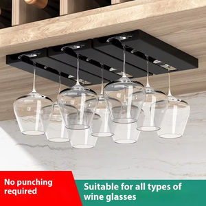Support à <span class=keywords><strong>verres</strong></span> à vin inversé pratique, type <span class=keywords><strong>suspendu</strong></span> au comptoir, support mural pour <span class=keywords><strong>verres</strong></span> à vin sans perçage, rangement mural pour <span class=keywords><strong>verres</strong></span> à vin de bar - Product Image 6