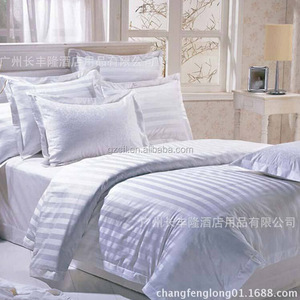Juego de ropa de <span class=keywords><strong>cama</strong></span> blanca de lujo para Hotel, juego de ropa de <span class=keywords><strong>cama</strong></span> a rayas de 3cm, sábanas y fundas nórdicas de algodón 100% - Product Image 6
