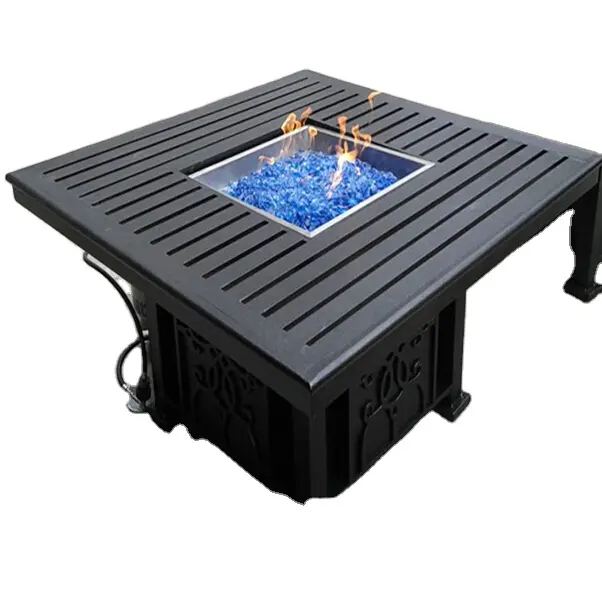 Square Outdoor Aluminum Gas Firepit table/Rectangle Outdoor Fire Pit