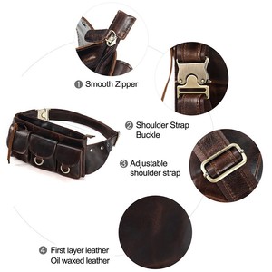 Bolso de Cintura para Hombre Dujiang, Piel de Vacuno de Primera Calidad, Múltiples Bolsillos, Cuero Encerado, Bolso de Hombro para Uso Diario, Invierno 2023 - Product Image 3