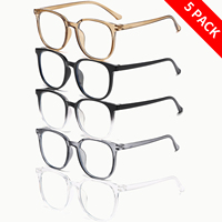 Gafas de Moda Ovaladas, Paquete de 5, Montura Completa de PC, Unisex, Monturas Ópticas Decorativas para Uso Diario, Suministro al por Mayor
