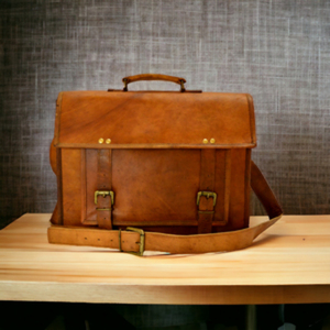 Sacoche en cuir véritable marron pour homme et femme, sacoche pour ordinateur portable de bureau, qualité supérieure, personnalisable, sac fait main - Product Image 4