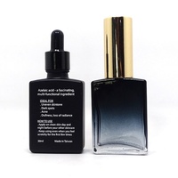 Flacons compte-gouttes en verre rectangulaires plats de luxe 15ml-100ml avec couvercle noir et or pour crème visage, sérum, huile essentielle