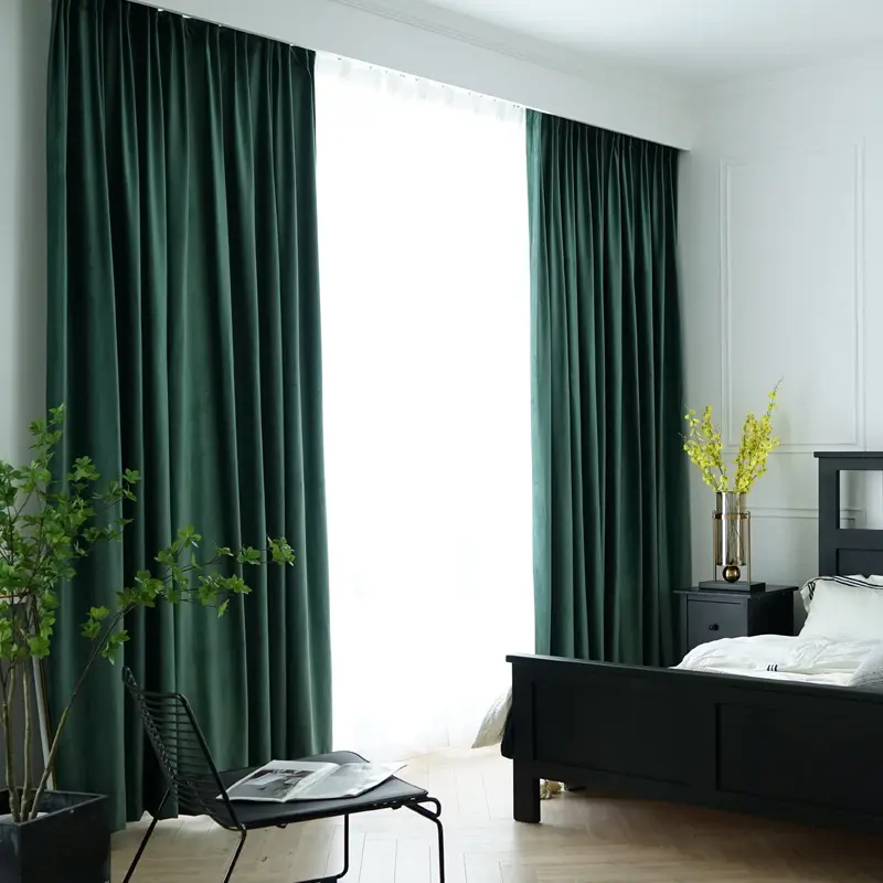 Blackout Dutch Velvet Curtain Stoff Stoff Nordic Nerz, Samt, dickes schwarzes Leinen Strukturierte Readymade Stoff vorhänge Flaches Fenster