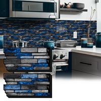 Autocollant mural 3D en gel gaufré Smano Blue Stone Tile, panneau mural auto-adhésif, imperméable, pour crédence de cuisine, vente en gros