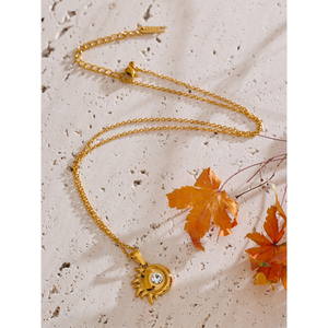 JINYOU 2741 delicado Acero inoxidable uso diario llegadas joyería de moda Moda Zirconia dorada sol Luna colgante collar