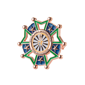 Insignia de solapa hueca del fabricante, chapada en oro rosa, con diseño de globo y estrella, para reconocimiento oficial y regalos - Product Image 1