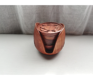 Ensemble de six sous-verres en bois de teck de qualité supérieure pour tasses à café et à thé avec style vintage classique et finition lisse d'Inde - Product Image 6