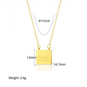 Fashion Jewelry Women's <b>Necklace</b> Custom Stainless Steel Zircon Pendant Blank Engraved Geometric Square Letter Casual/Sporty - Product Image 4