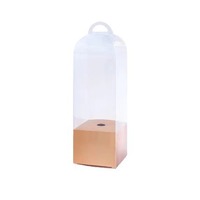 Caja de embalaje de una sola rosa transparente de PVC, caja de transporte de mano, caja de regalo para el Día de la madre, ramo de tulipán rosa