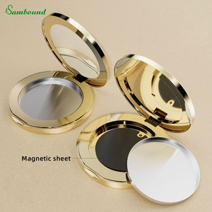 Étui à cosmétiques en aluminium pour Blush Solid Perfume <span class=keywords><strong>Shiny</strong></span> Round Aluminium Hard case Rechargeable 59mm Pan Powder Compact Case - Product Image 2