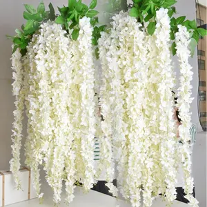 Factory Sell Artificial Wisteria Flowers Vines Garland Wedding Flower Faux Hanging Plant Foliage