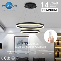 Lámpara Colgante LED Minimalista de Anillos Múltiples, Estructura Ensamblada, CRI97, Control Remoto Prechip, para Interiores de Villas y Escaleras