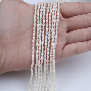 Perles d'eau douce naturelles Wenchi Zhuji 2,8-3,2 mm, blanches, petites, en forme de riz, en fils dispersés, accessoires de bijoux DIY, vente en gros - Product Image 4
