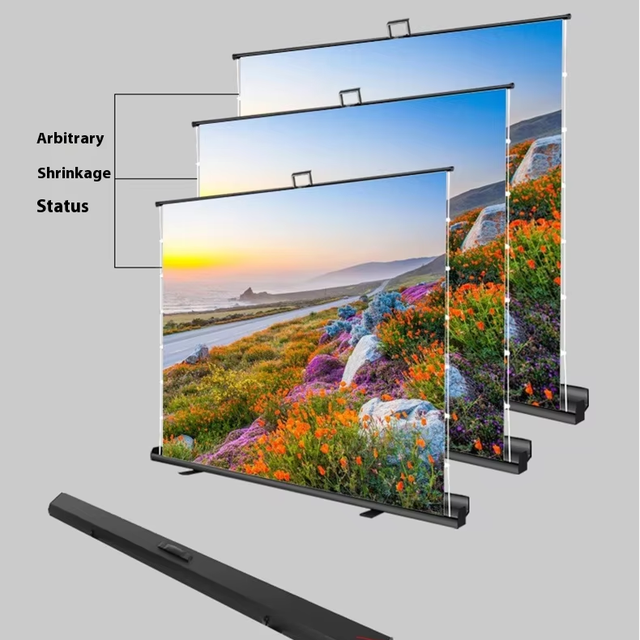 CE Certified 60-110 Inch Portable Foldable HD Projector Screen Custom Size Floor Rising Retractable Projection Screen