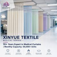Rideau de séparation médical en polyester antibactérien et ignifuge avec dessus en maille pour l'intimité et un ombrage élevé sur rail