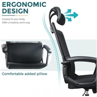 Chaise de bureau ergonomique en maille, chaise d'ordinateur à dossier haut avec appui-tête réglable, Support lombaire, fonction d'inclinaison